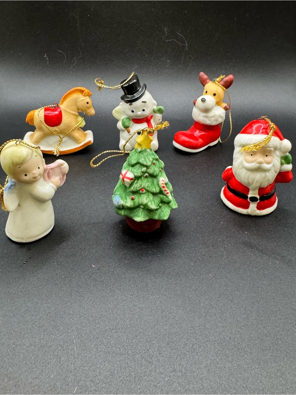 Vtg Set of 6 HOMCO Porcelain Figural Christmas Ornaments 8922 Santa Angel 1980’s